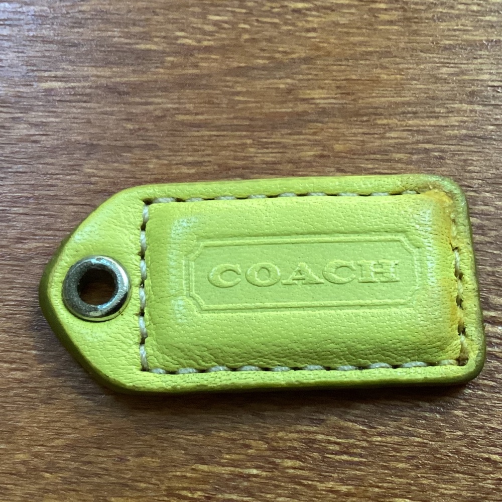 Coach Yellow Green Tan Bag Tag Hang Tag